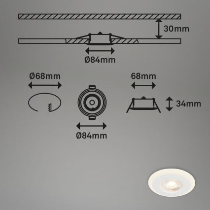 Briloner 7039036 - 3er-Set LED-Einbauleuchten für Badezimmer LED/5W/230V IP44 weiß