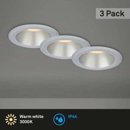 Briloner 7041-034 - SET 3x LED-Einbauleuchte für Badezimmer LED/4,9W/230V IP44 silbern