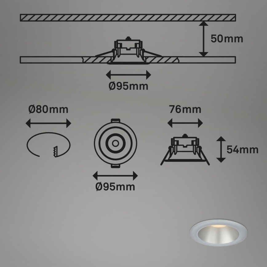 Briloner 7041-034 - SET 3x LED-Einbauleuchte für Badezimmer LED/4,9W/230V IP44 silbern