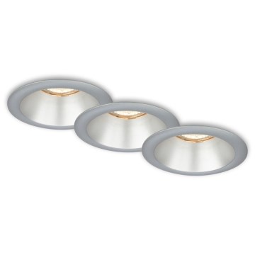 Briloner 7042-034 - SET 3x Badezimmer-Einbauleuchte 1xGU10/9W/230V IP23 silbern