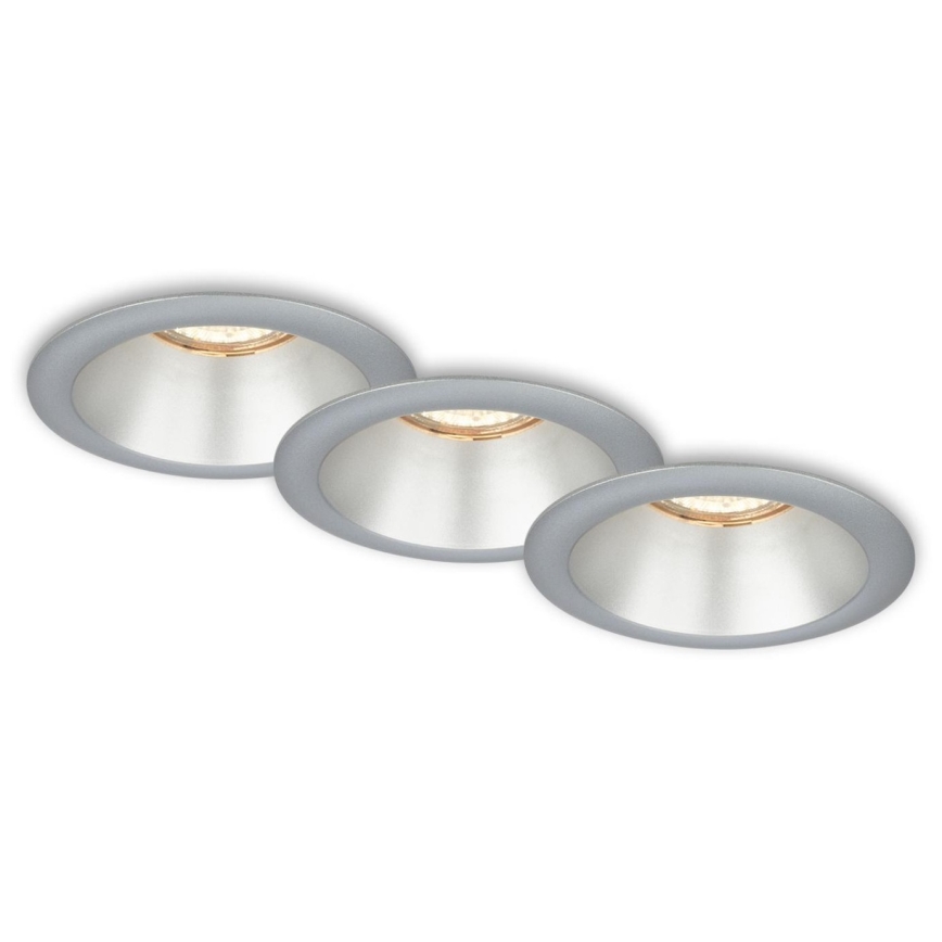 Briloner 7042-034 - SET 3x Badezimmer-Einbauleuchte 1xGU10/9W/230V IP23 silbern