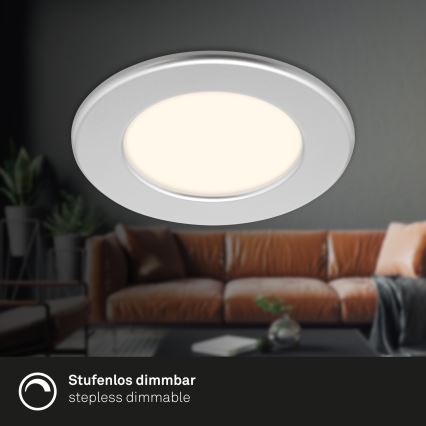 Briloner 7049014 - LED-dimmbare Badezimmer-Einbauleuchte LED/6W/230V 3000K IP44 mattchrom