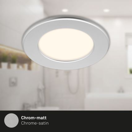Briloner 7049014 - LED-dimmbare Badezimmer-Einbauleuchte LED/6W/230V 3000K IP44 mattchrom