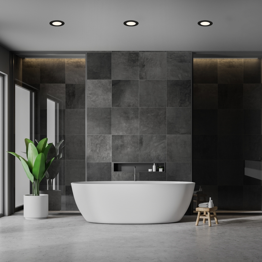 Briloner 7049015 - dimmbare LED-Badezimmer-Einbauleuchte LED/6W/230V 3000K IP44 schwarz