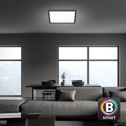 Briloner 7060-015 - Dimmbares SLIM LED-Aufbaupanel LED/22W/230V 2700-6500K 42x42 cm schwarz Wi-Fi Tuya + Fernbedienung