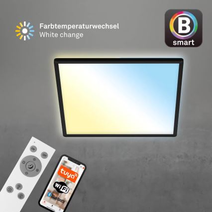 Briloner 7060-015 - Dimmbares SLIM LED-Aufbaupanel LED/22W/230V 2700-6500K 42x42 cm schwarz Wi-Fi Tuya + Fernbedienung