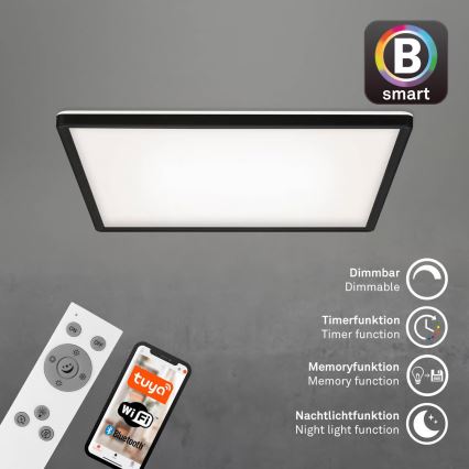 Briloner 7060-015 - Dimmbares SLIM LED-Aufbaupanel LED/22W/230V 2700-6500K 42x42 cm schwarz Wi-Fi Tuya + Fernbedienung
