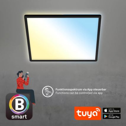 Briloner 7060-015 - Dimmbares SLIM LED-Aufbaupanel LED/22W/230V 2700-6500K 42x42 cm schwarz Wi-Fi Tuya + Fernbedienung