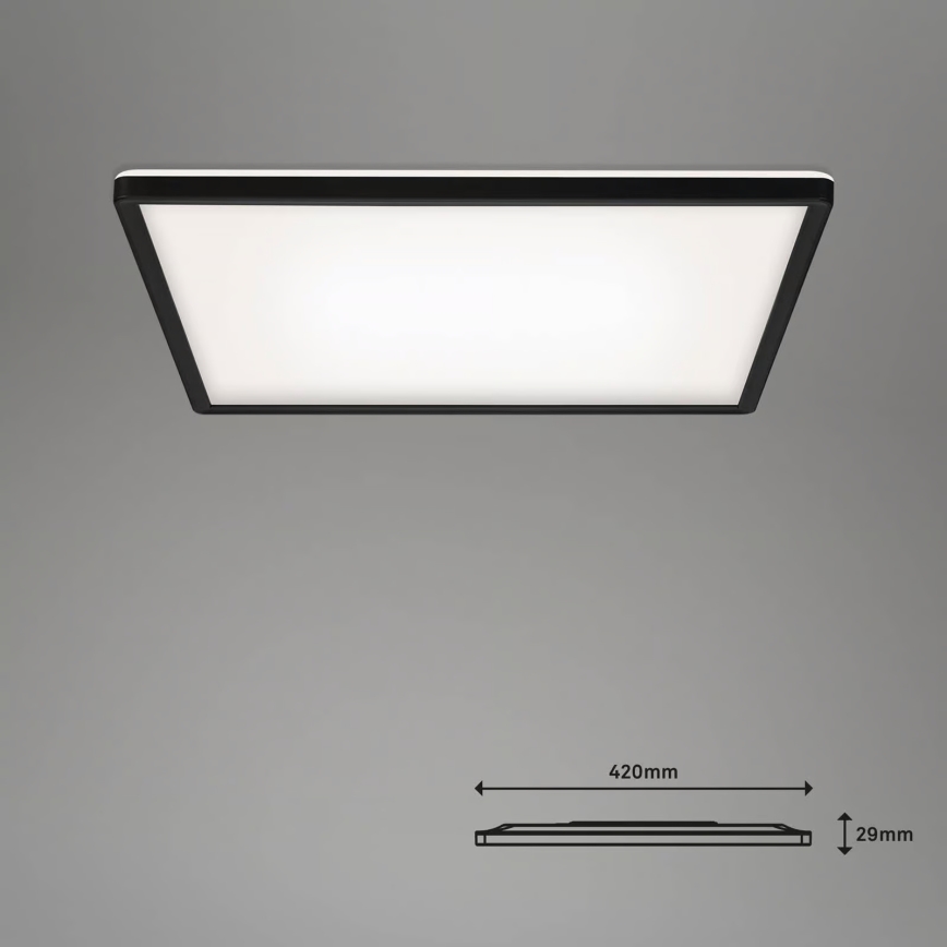 Briloner 7060-015 - Dimmbares SLIM LED-Aufbaupanel LED/22W/230V 2700-6500K 42x42 cm schwarz Wi-Fi Tuya + Fernbedienung