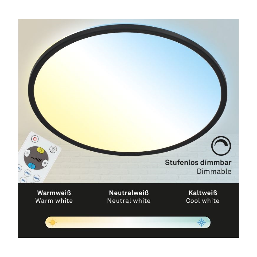 Briloner 7079-015 - Dimmbare LED-Deckenleuchte SLIM LED/18W/230V 2700-6500K + Fernbedienung