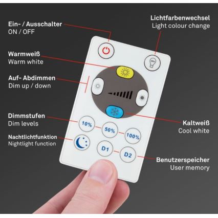 Briloner 7079-015 - Dimmbare LED-Deckenleuchte SLIM LED/18W/230V 2700-6500K + Fernbedienung