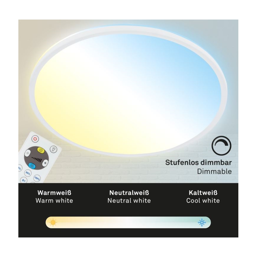 Briloner 7079-016 - LED dimmbare Deckenleuchte SLIM LED/18W/230V 2700-6500K + Fernbedienung