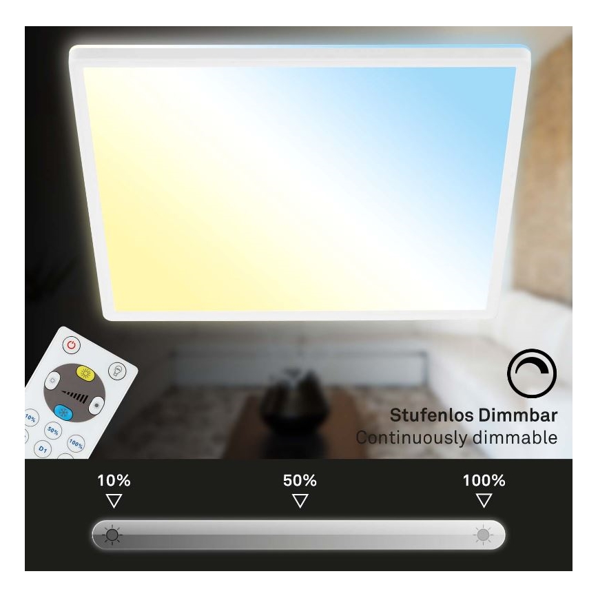 Briloner 7082-016 - Dimmbare LED-Deckenleuchte SLIM LED/22W/230V 2700-6500K + Fernbedienung