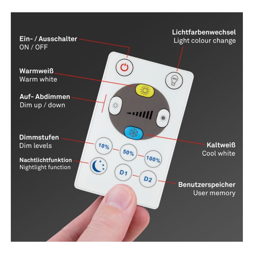 Briloner 7082-016 - LED dimmbare Deckenleuchte SLIM LED/22W/230V 2700-6500K + Fernbedienung
