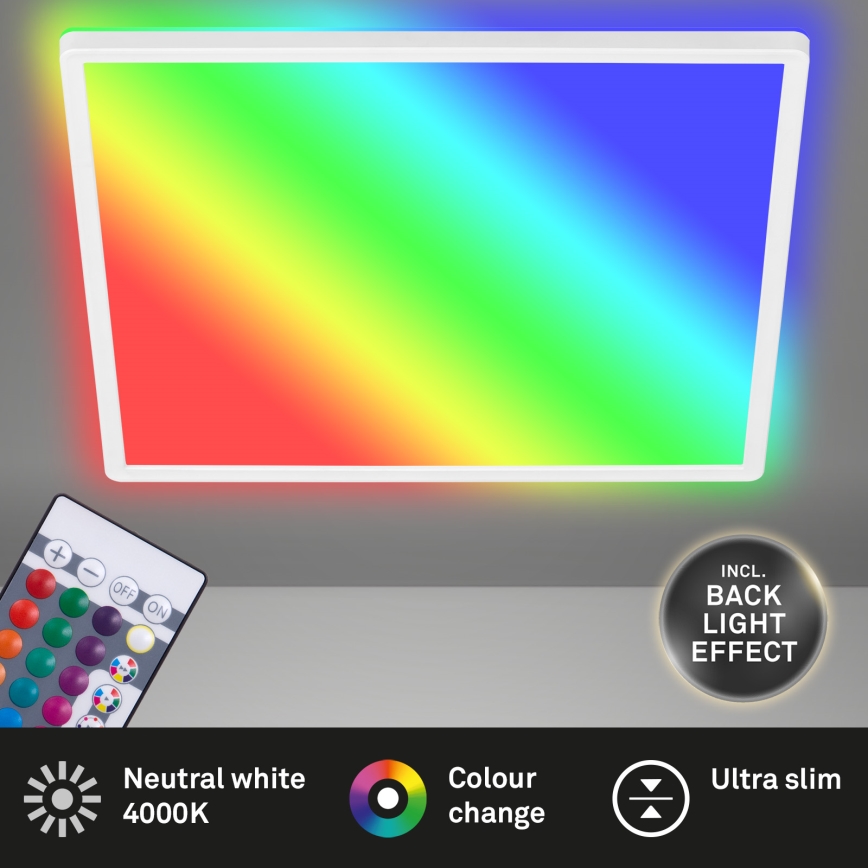 Briloner 7090-416 - LED RGBW dimmbare Deckenleuchte SLIM LED/15W/230V + Fernbedienung