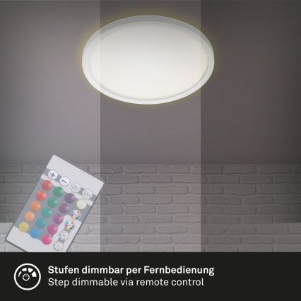Briloner 7092-416 - Dimmbare RGBW-Deckenleuchte SLIM LED/15W/230V + Fernbedienung