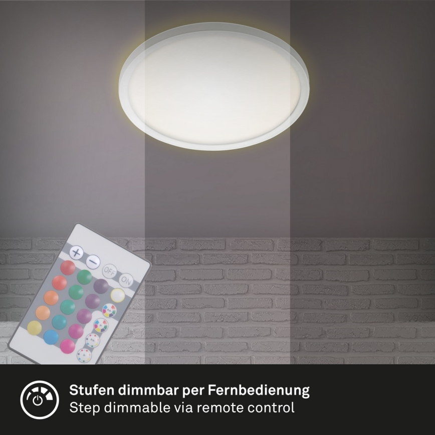 Briloner 7092-416 - Dimmbare RGBW-Deckenleuchte SLIM LED/15W/230V + Fernbedienung