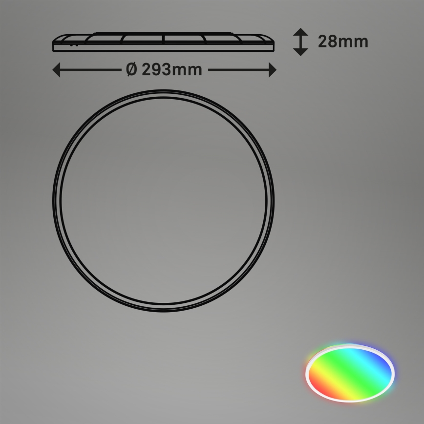 Briloner 7092-416 - Dimmbare RGBW-Deckenleuchte SLIM LED/15W/230V + Fernbedienung