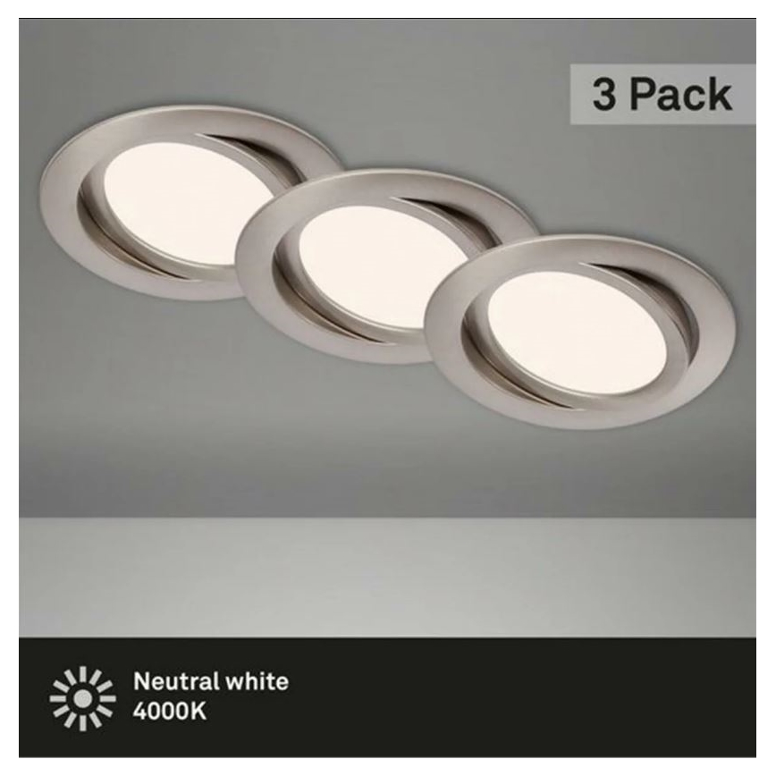 Briloner 7116-432 - SET 3x LED-Einbauleuchte für Badezimmer FLAT IN LED/9W/230V IP23