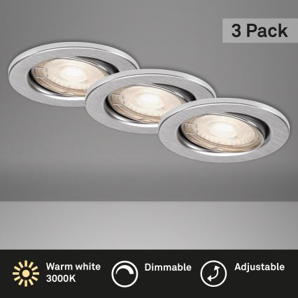 Briloner 7148-039-SET 3xLED Dimmbare Badezimmerleuchte GU10/5,5W/230V IP23