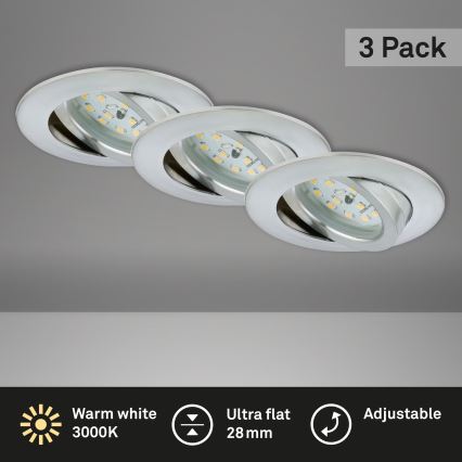 Briloner 7209-039 - 3er-Set LED-Badezimmer-Einbauleuchte ATTACH LED/5W/230V IP23 mattchrom