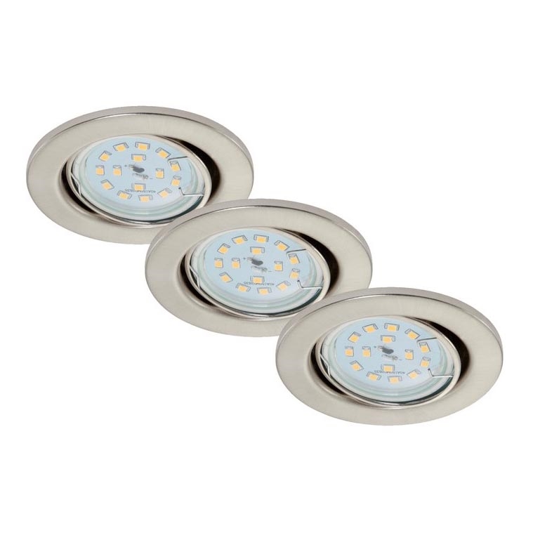 Briloner 7220-032 - PACK 3x LED Badezimmereinbauleuchte FIT 1xGU10/5W/230V mattnickel