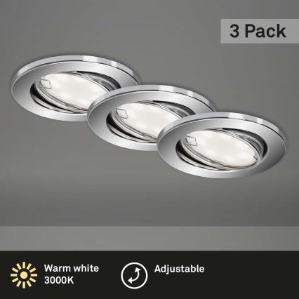 Briloner 7221-038 - SET 3x LED-Deckenleuchte fürs Badezimmer 1xGU10/3W/230V IP23 glänzendes Chrom