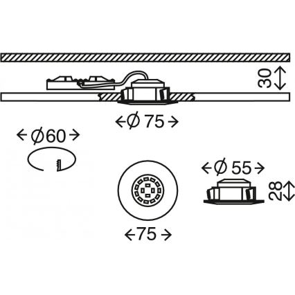 Briloner 7231-019 - Dimmbare LED-Einbauleuchte für Badezimmer LED/5,5W/230V IP44