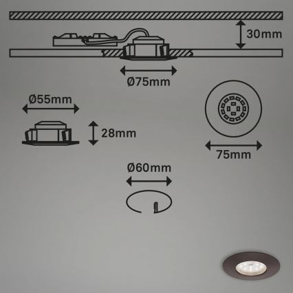 Briloner 7295-031 - SET 3x Dimmbare LED-Badezimmer-Einbauleuchte ATTACH LED/6,5W/230V IP44