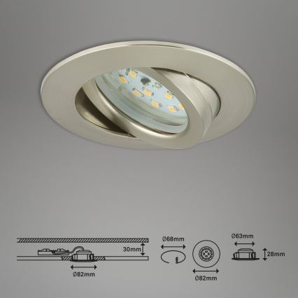 Briloner 7296-012 - Dimmbare LED-Einbauleuchte für Badezimmer ATTACH LED/6,5W/230V IP23 matt Chrom