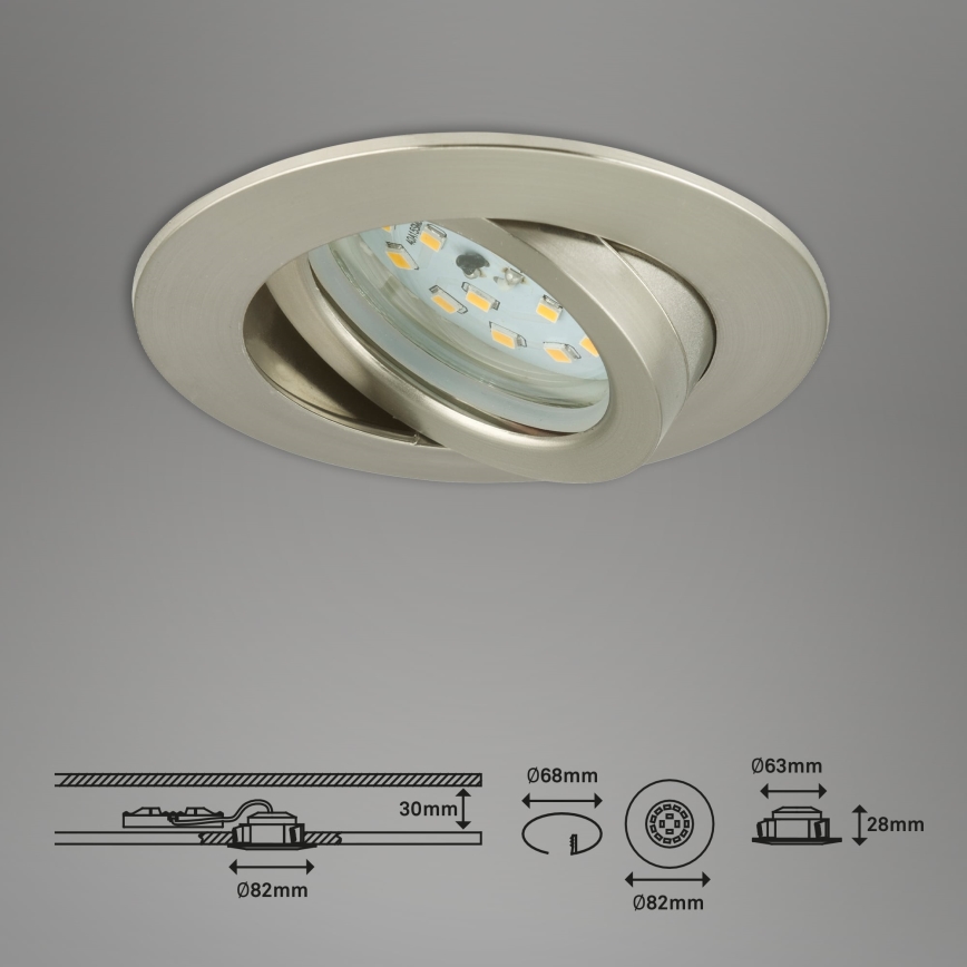 Briloner 7296-012 - Dimmbare LED-Einbauleuchte für Badezimmer ATTACH LED/6,5W/230V IP23 matt Chrom