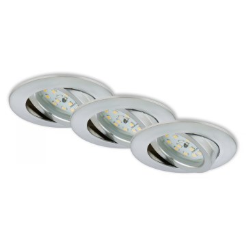 Briloner 7296-039 - 3er-Set dimmbare LED-Einbauleuchten für Badezimmer LED/6,5W/230V 3000K IP23 matt-chrom