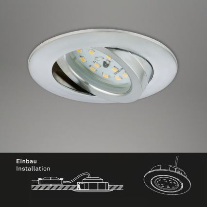 Briloner 7296-039 - 3er-Set dimmbare LED-Einbauleuchten für Badezimmer LED/6,5W/230V 3000K IP23 matt-chrom