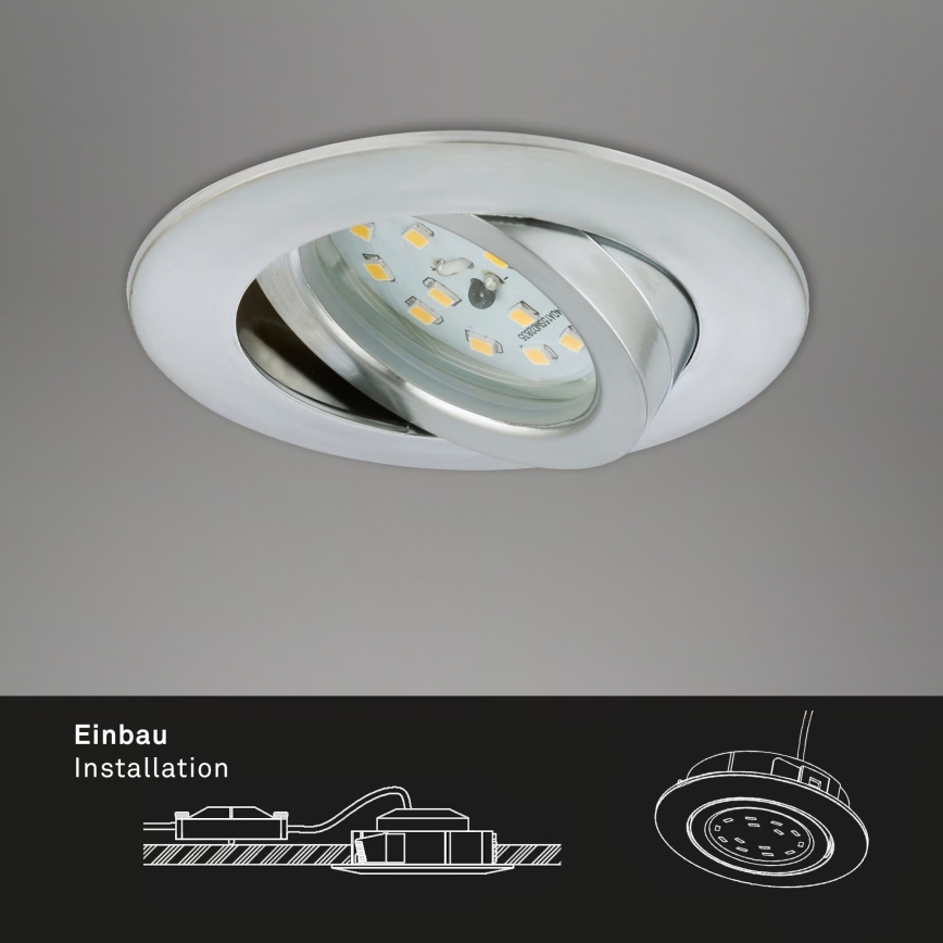 Briloner 7296-039 - 3er-Set dimmbare LED-Einbauleuchten für Badezimmer LED/6,5W/230V 3000K IP23 matt-chrom