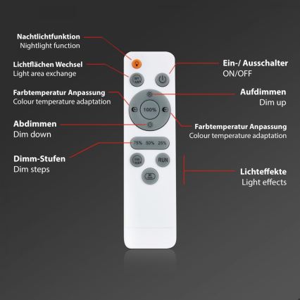 Briloner 7388-016 - Dimmbare RGBW-Deckenleuchte LED/24W/230V 3000-6500K + Fernbedienung