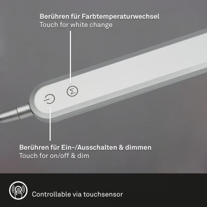 Briloner 7389-014 - Dimmbare, flexible LED-Tischleuchte mit Touch-Funktion SERVO LED/8W/230V 3000/4000/6500K