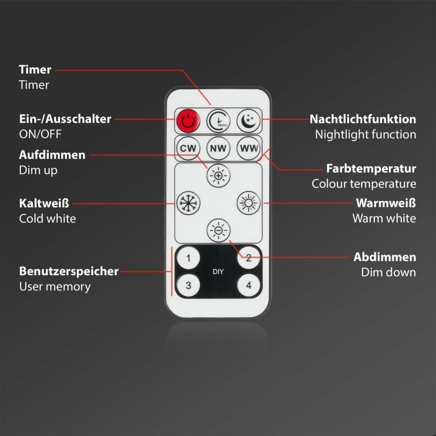 Briloner 7403-016 - Dimmbare LED-Deckenleuchte SLIM LED/23W/230V 2700-6500K + Fernbedienung
