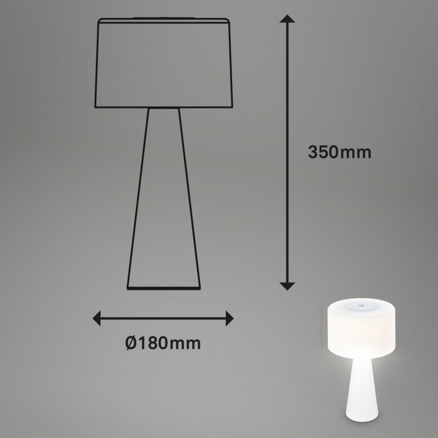 Briloner 7420016 - Dimmbare, aufladbare LED-Touch-Tischleuchte für den Außenbereich LED/4W/5V IP44 3000K weiß