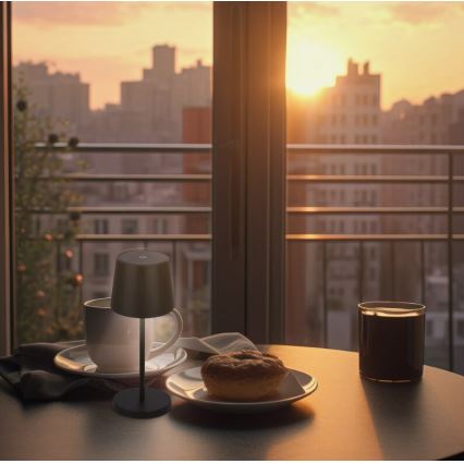 Briloner 7423015 - LED dimmbare wiederaufladbare Außen-Tischlampe LED/2,6W/5V IP44 2000 mAh schwarz