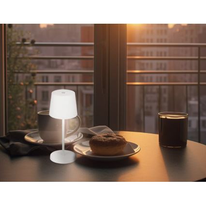 Briloner 7423016 - Dimmbare, aufladbare LED-Outdoor-Tischleuchte LED/2,6W/5V 2000mAh IP44 weiß