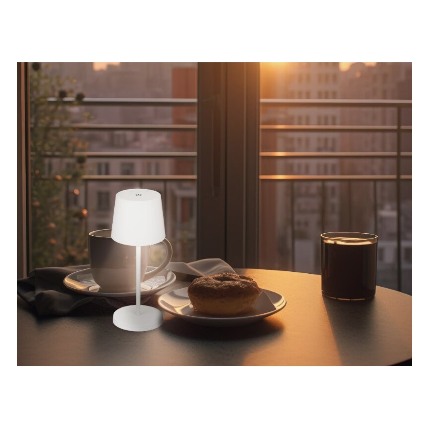 Briloner 7423016 - Dimmbare, aufladbare LED-Outdoor-Tischleuchte LED/2,6W/5V 2000mAh IP44 weiß