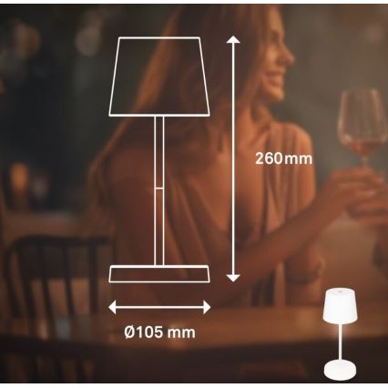 Briloner 7423016 - Dimmbare, aufladbare LED-Outdoor-Tischleuchte LED/2,6W/5V 2000mAh IP44 weiß