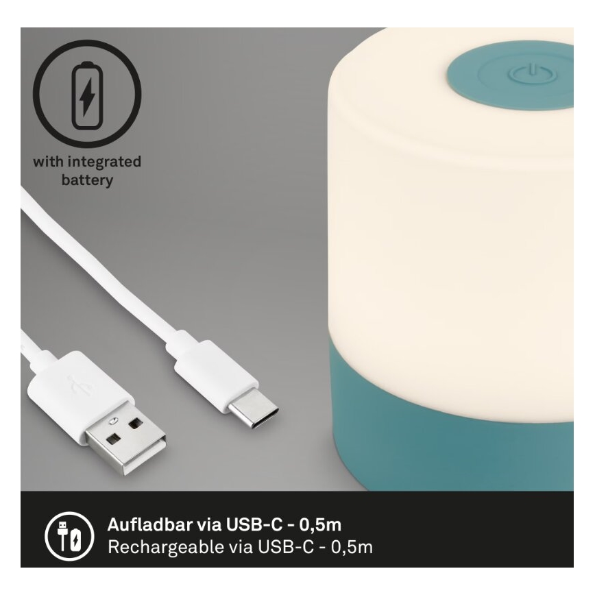 Briloner 7461010 - Dimmbare, aufladbare LED-Outdoor-Tischleuchte LED/2W/5V IP44 blau