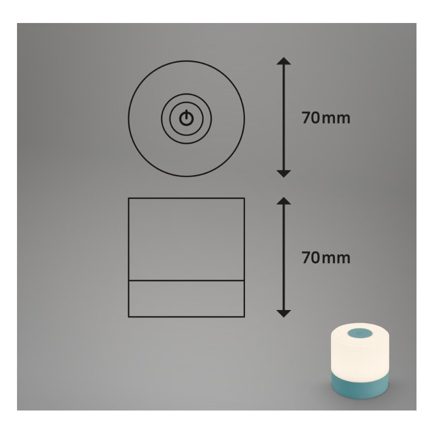 Briloner 7461010 - Dimmbare, aufladbare LED-Outdoor-Tischleuchte LED/2W/5V IP44 blau