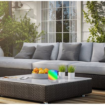 Briloner 7462014 - LED RGB wiederaufladbare Außen-Tischleuchte LED/1,5W/5V IP44 1200 mAh mattchrom