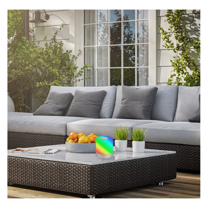 Briloner 7462014 - LED RGB wiederaufladbare Außen-Tischleuchte LED/1,5W/5V IP44 1200 mAh mattchrom