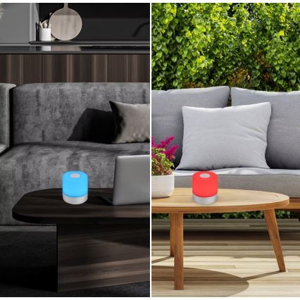 Briloner 7462014 - LED RGB wiederaufladbare Außen-Tischleuchte LED/1,5W/5V IP44 1200 mAh mattchrom