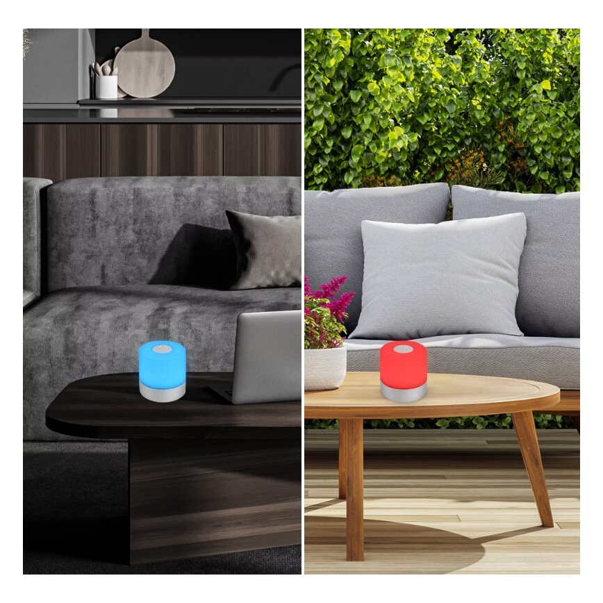 Briloner 7462014 - LED RGB wiederaufladbare Außen-Tischleuchte LED/1,5W/5V IP44 1200 mAh mattchrom