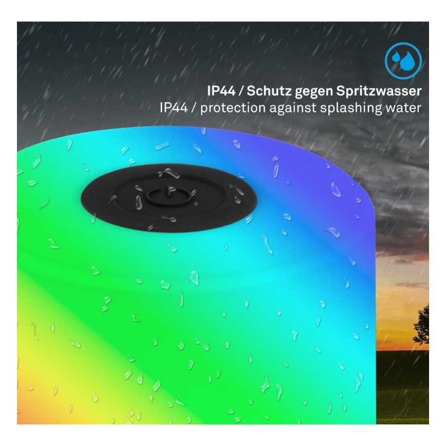 Briloner 7462015 - Aufladbare LED-RGB-Tischleuchte für den Außenbereich LED/1,5W/5V IP44 schwarz