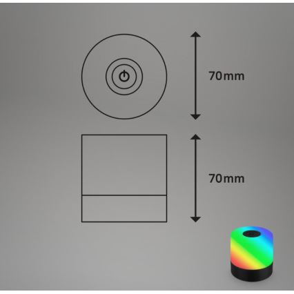 Briloner 7462015 - Aufladbare LED-RGB-Tischleuchte für den Außenbereich LED/1,5W/5V IP44 schwarz